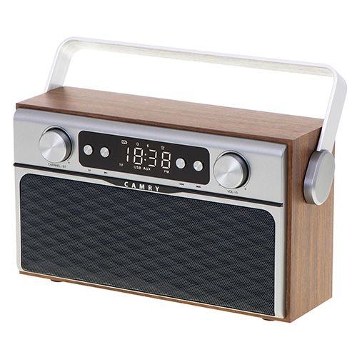 Camry Premium Radio CR 1183, Bärbar, Digital, FM, 16 W, Gjuten aluminium, Svart, Trä, Mönstrad