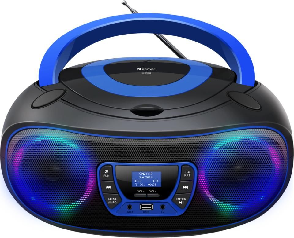 DENVER TDB-212BU - Blue - DAB+ Boombox with Bluetooth & CD Player