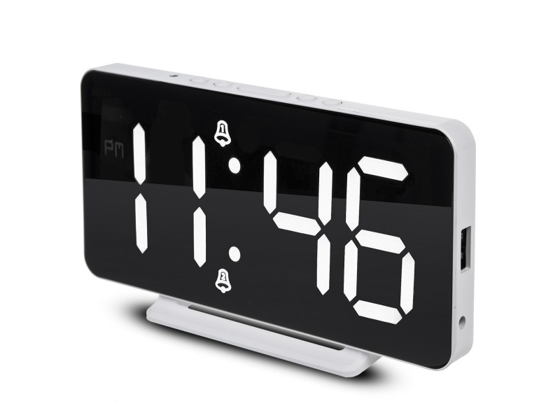 GreenBlue klocka med alarm och termometerfunktion GB383 vit