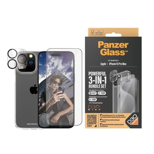 PanzerGlass™ | 3-i-1 skyddspaket | Apple iPhone 15 Pro Max