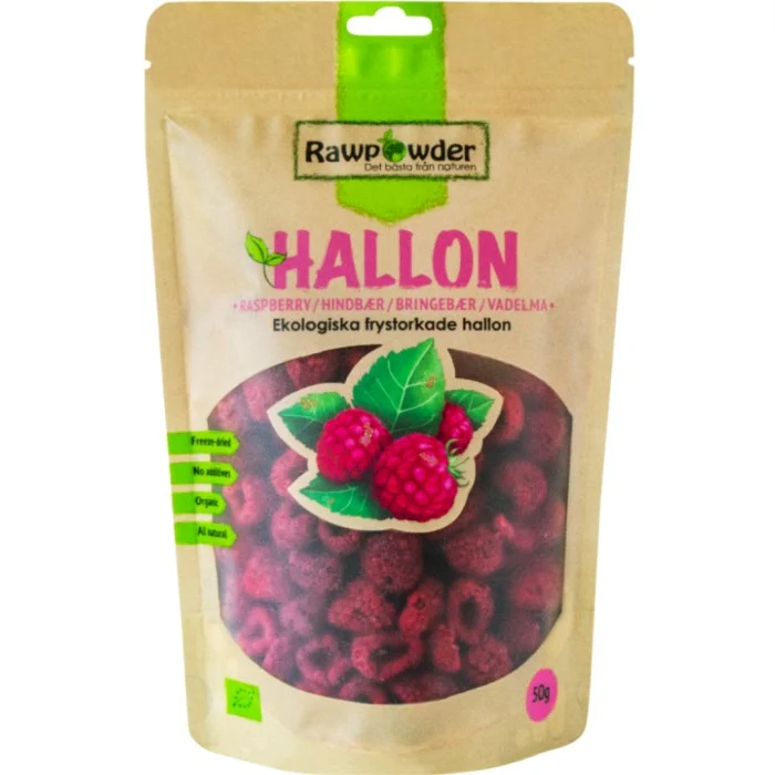 Rawpowder Frystorkade Hallon Eco, 50 g