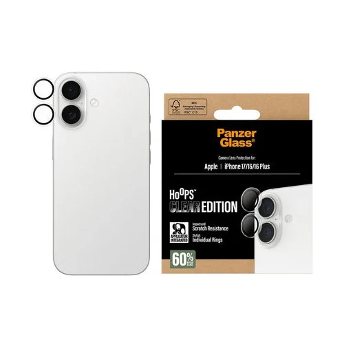 PanzerGlass iPhone 17/16/16 Plus Hoops kameralinsskydd, transparent