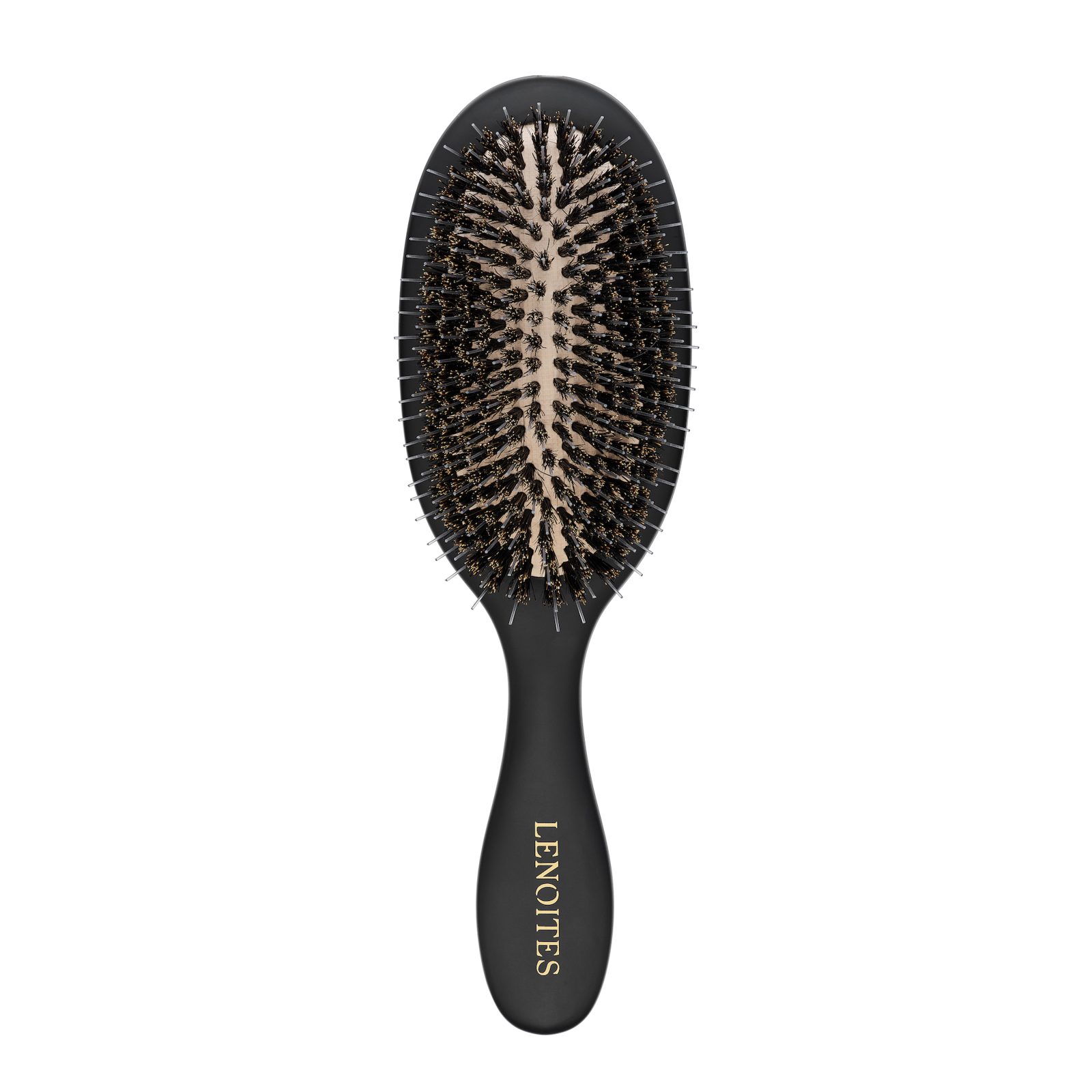 Lenoites Wild Boar Hair Brush with Cleaning Tool Black Black