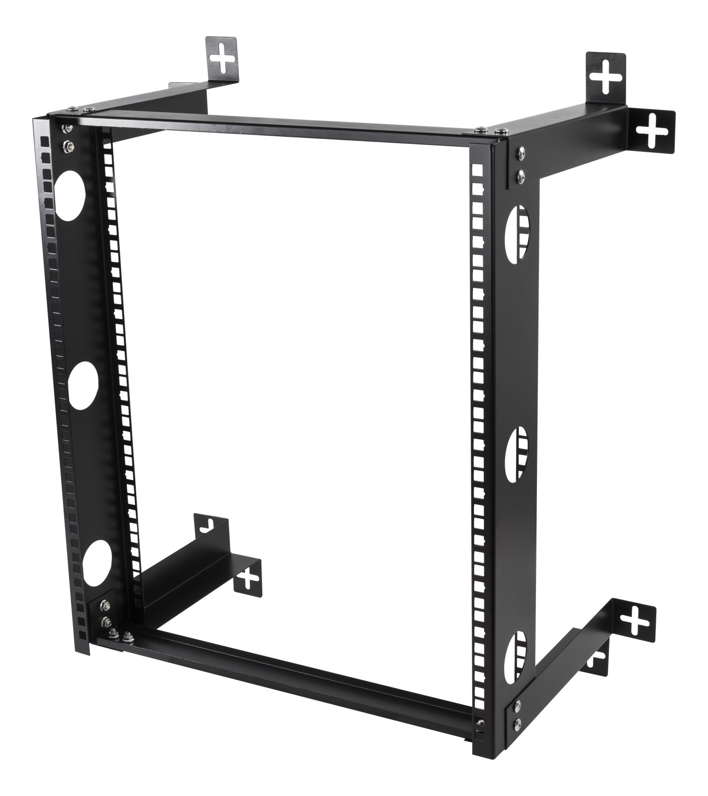 19” Väggstativ 12U, Deltaco, max 60kg last, stål, monteringssats - Svart, bild 4