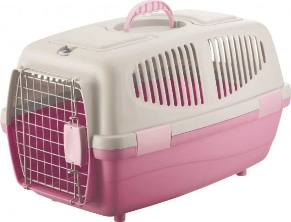 Barry King hundtransportör 55x35x32,5 cm grå/rosa