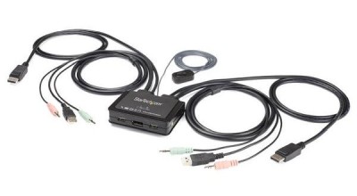 StarTech.com 2 Port USB 4K60HZ DisplayPort Kvm-switch med inbyggda kablar