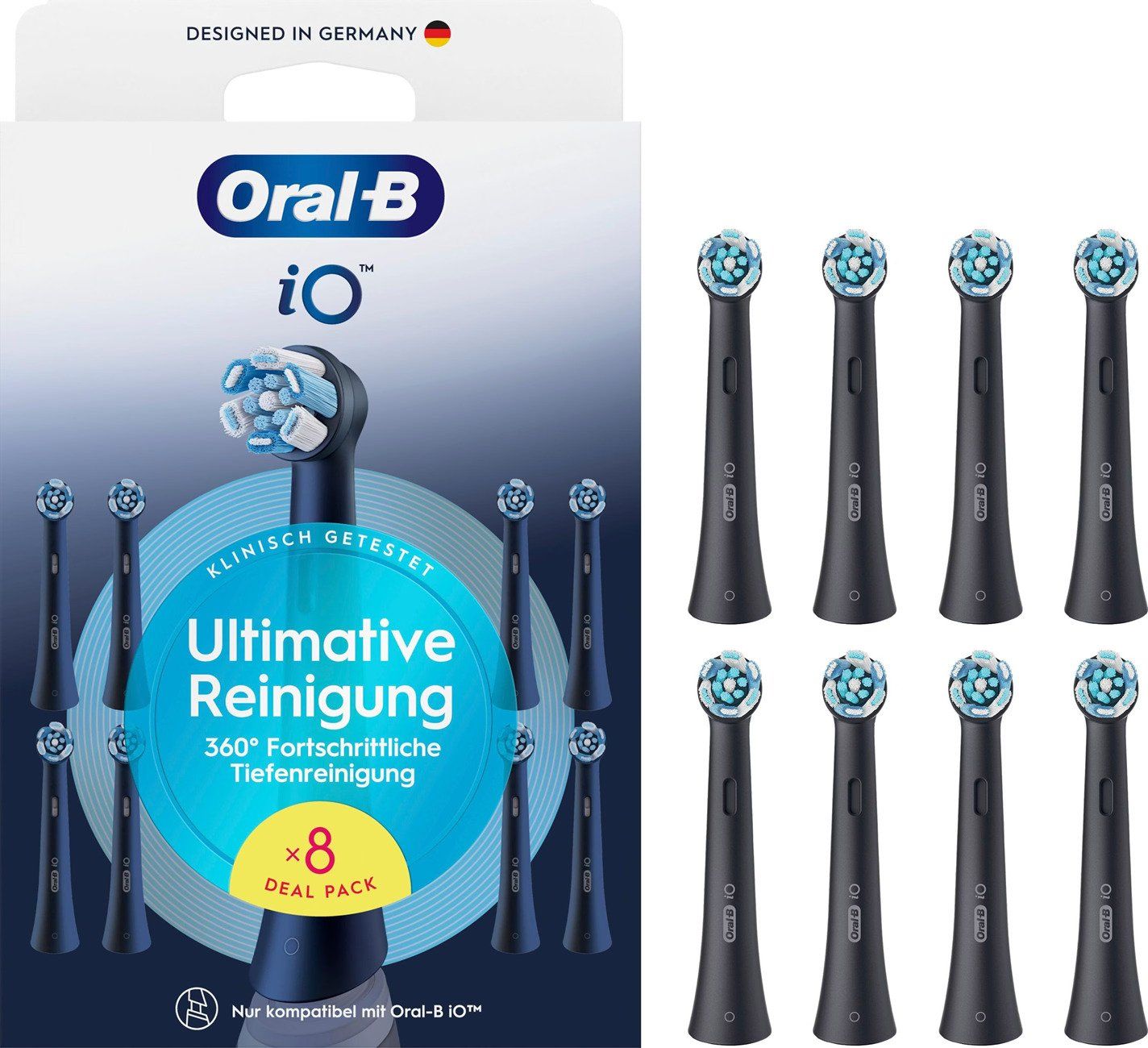 Oral-B iO Series Ultimate Clean tandborsthuvuden – svarta – 8-pack