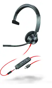HP Poly Blackwire 3315 Monaural MS +3.5mm Plug +USB-C/A Svart