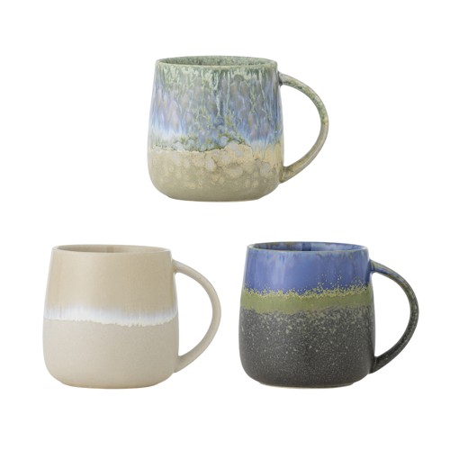 Bloomingville – Cloe mugg – blå – set om 3 – stengods