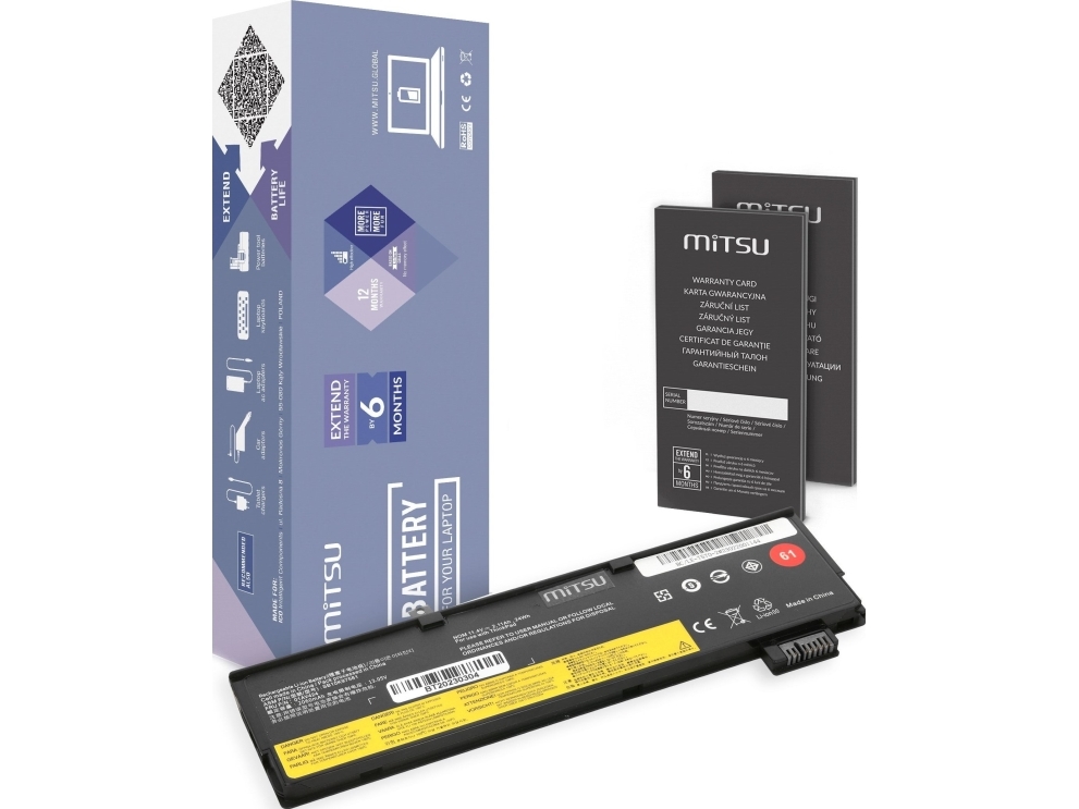 Bateria Mitsu Bateria SB10K97582 do Lenovo ThinkPad T470 T570