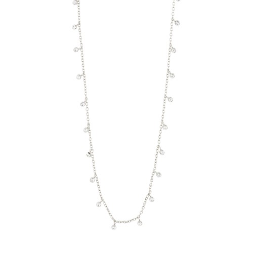PILGRIM - MAJA Crystal Multi Drops Necklace - Silver Plated - 38 cm + 9 cm Extension Chain