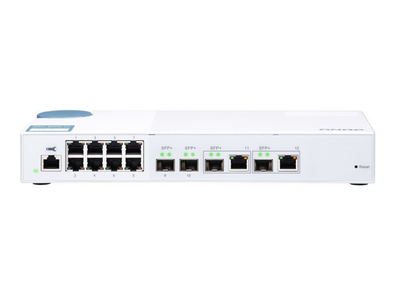 QNAP QSW-M408-2C - Switch - Administrerad - 2 x 10 Gigabit SFP+ + 2 x kombo 10 Gigabit SFP+ + 8 x 10/100/1000 - skrivbordsmodell