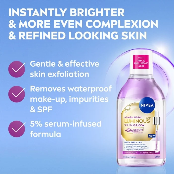 NIVEA Luminous Skin Glow Micellar Water 400 ml, bild 2