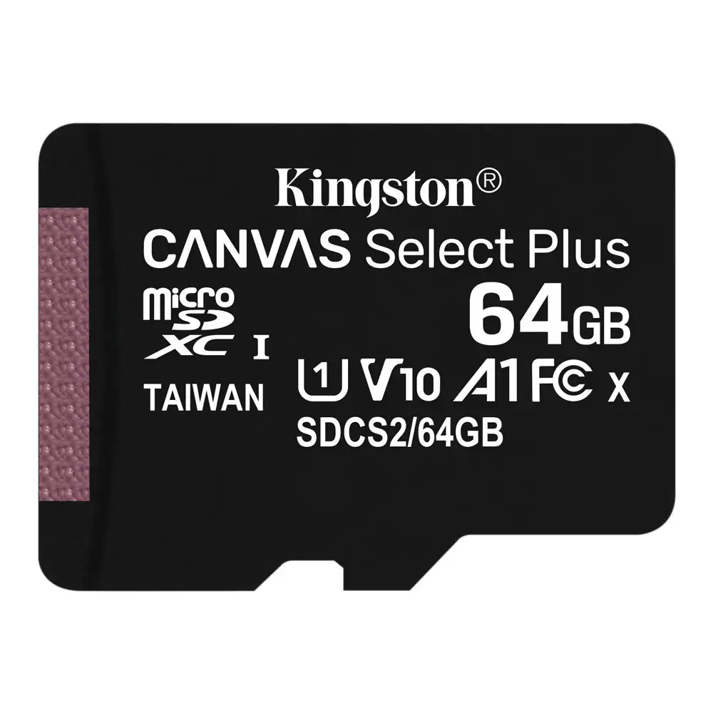 Micro Secure Digital SDXC 64 GB Kingston Canvas Select Plus, 100/85 MB/sek, Class 10, A1, UHS-I U1, inkl. SD-adapter