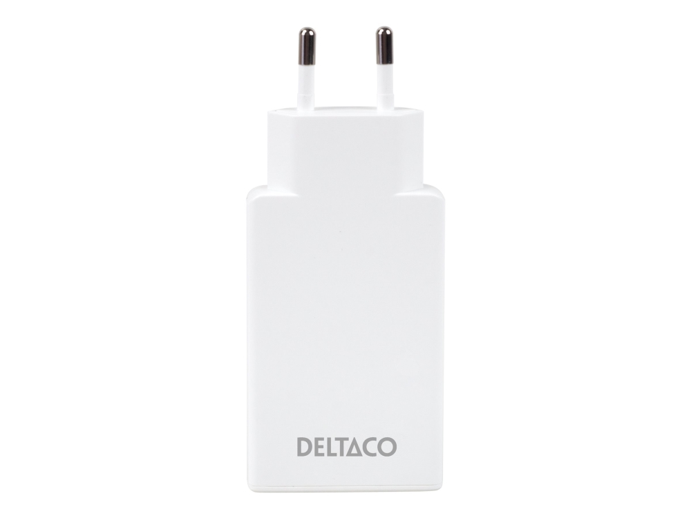 Deltaco 67W 2x USB-C Väggladdare - Slim White