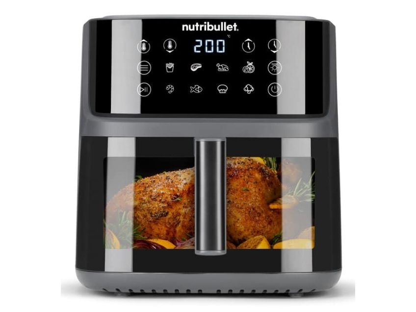 NutriBullet CrispLite Vision airfryer 2000 W 8 L insynsfönster, svart/silver
