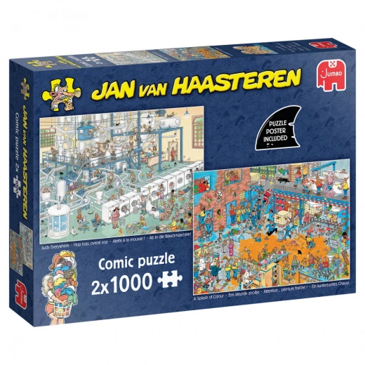 Jan Van Haasteren Pussel: Suds Everywhere, A Splash of Colour 2x1000 Bitar