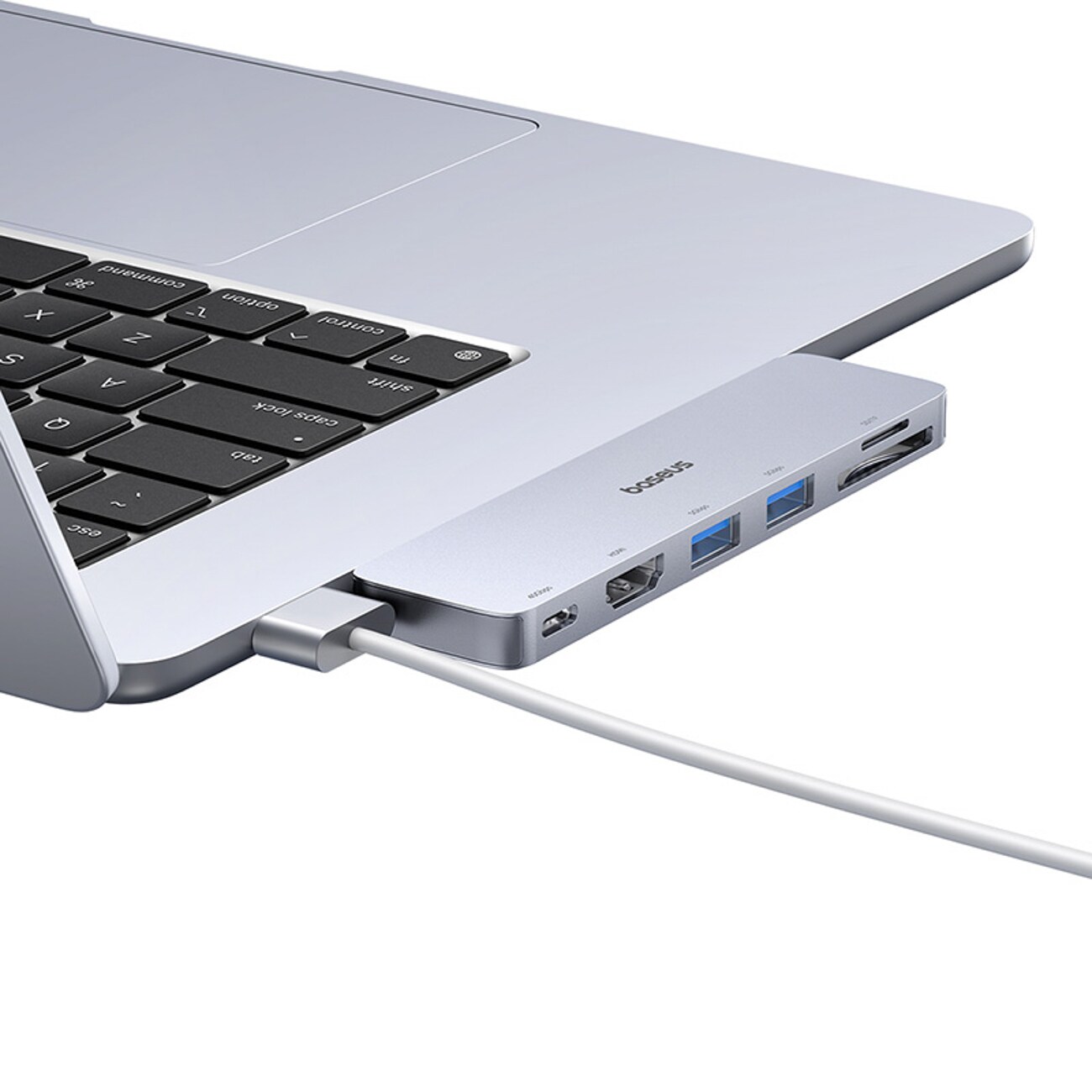 Baseus UltraJoy 6-i-1 USB-C-hubb 40 Gb/s USB 3.0 HDMI 4K SD/microSD-kortläsare – grå, bild 5