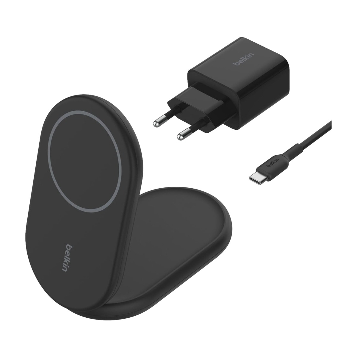 Belkin BoostCharge Qi2 magnetisk hopfällbar trådlös laddare 15 W, svart