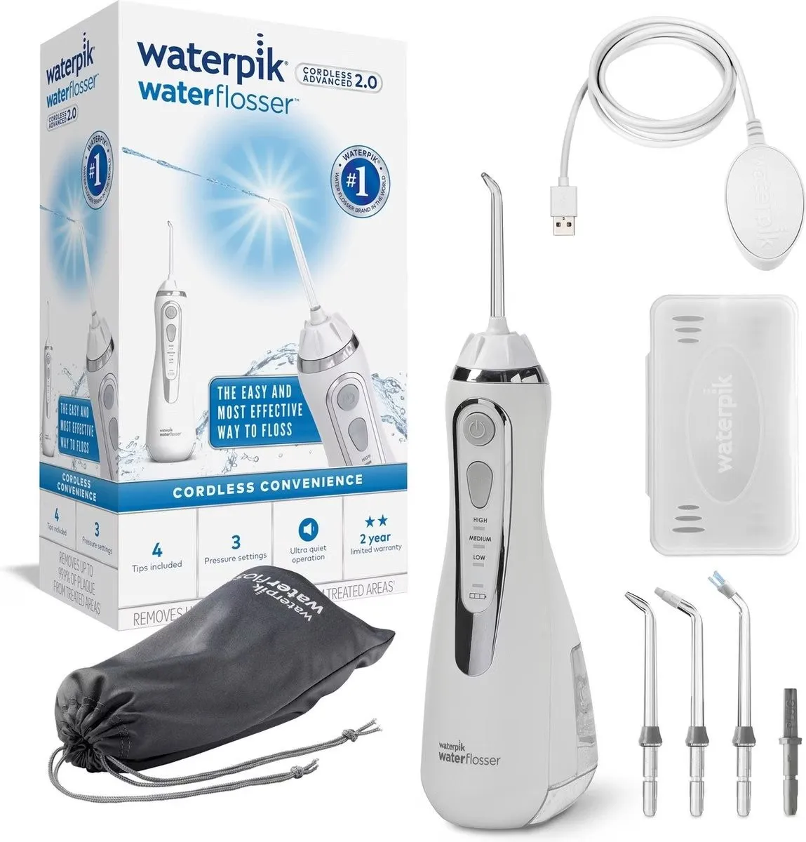 Waterpik WP-580 sladdlös vattenspruta Advanced 2.0 vit