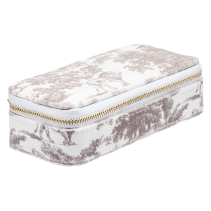 DARK Velvet Jewellery Box Mini Warm Taupe Savannah Pattern