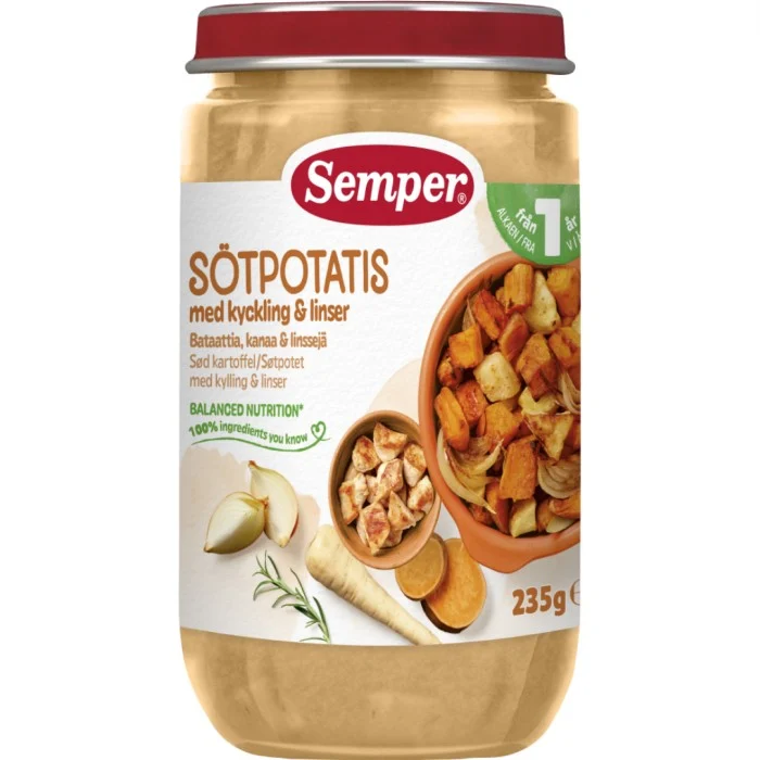 Semper Sötpotatis med kyckling & rosmarin 235g 12m