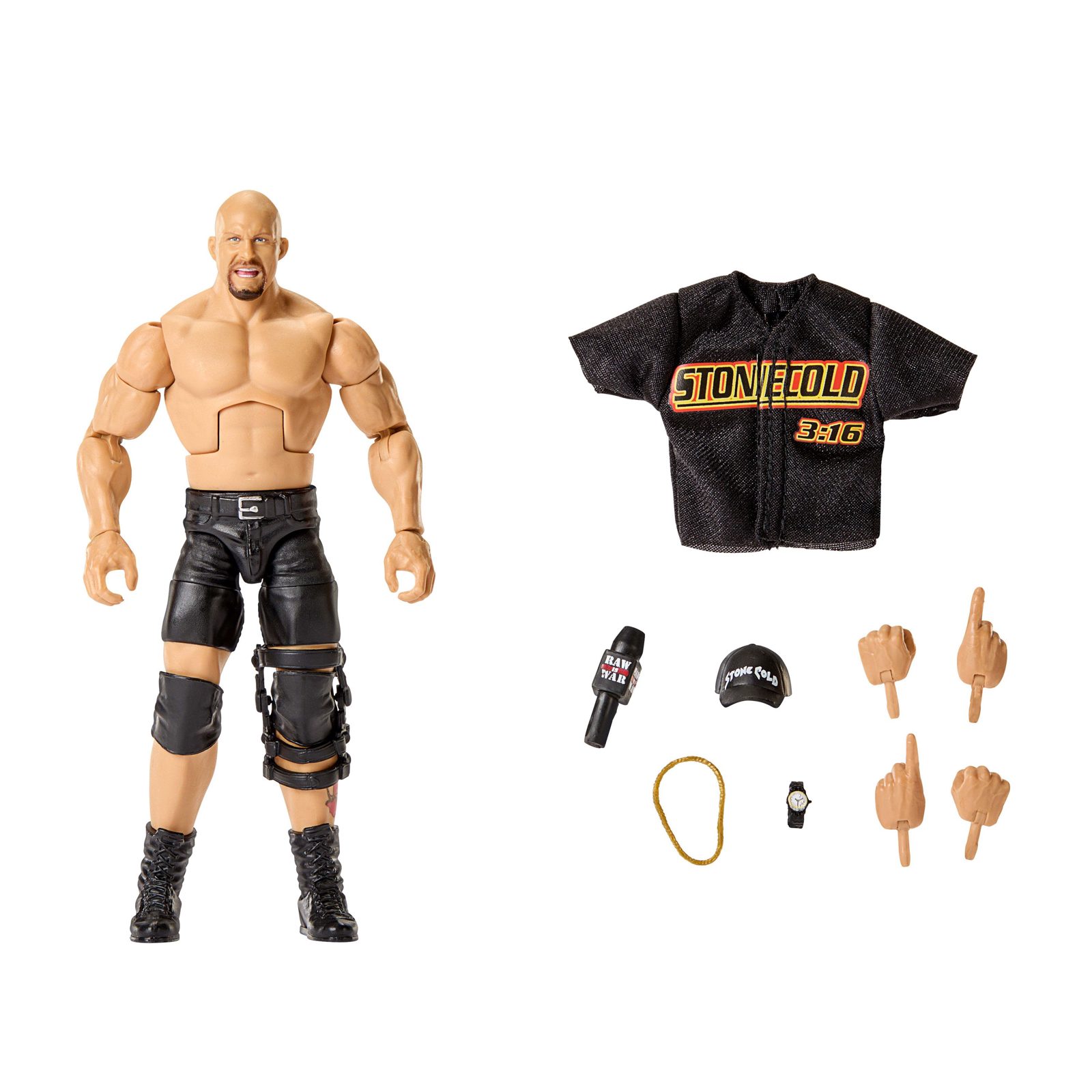 WWE Elite "Stone Cold" Steve Austin-actionfigur, serie nr 122, samlarfigur på 15 cm med tillbehör, 8 År, Multifärg, Plast