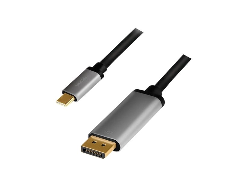 LogiLink CUA0100 USB-C till DisplayPort-kabel 4K 60 Hz 1,8 m, svart/grå