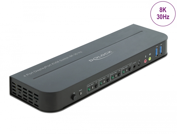 Systemswitch DeLock 11484, 4-vägs KVM, DisplayPort 1.4, 8K@30Hz / 4K@120Hz, USB 3.0, ljud, bild 3