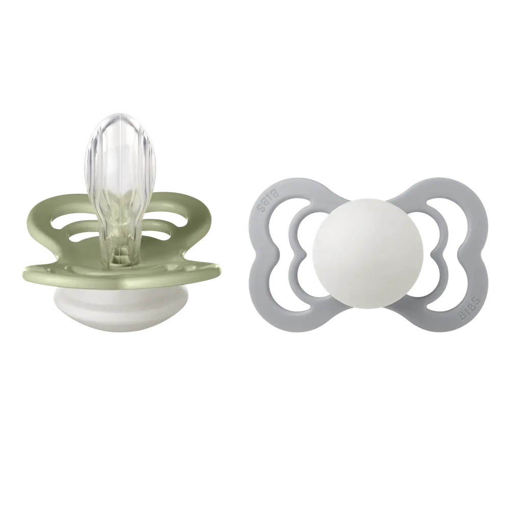 BIBS Pacifier Supreme 2 PACK Silicone Size 2 Sage GLOW/Cloud GLOW, bild 3