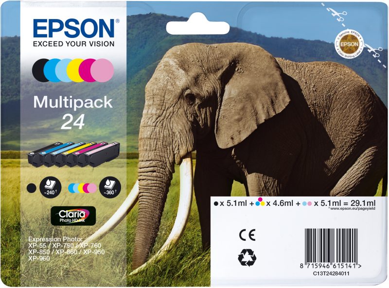 Epson Elephant multipack 6-Colours 24 Claria Photo HD ink