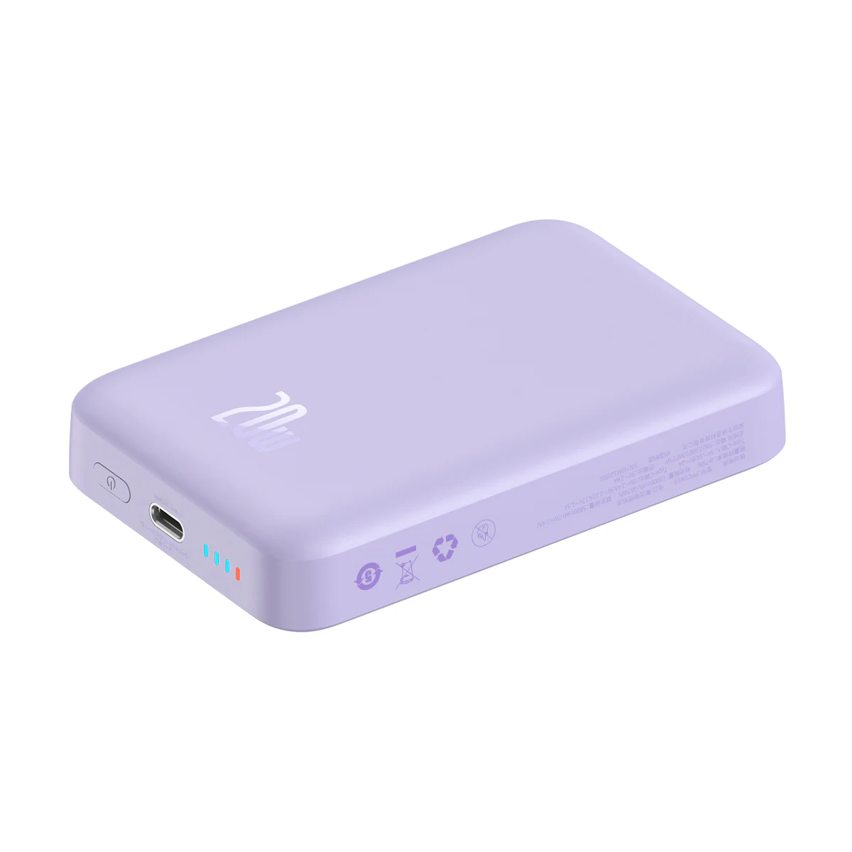 Baseus Magnetisk mini-induktiv powerbank 10000mAh 20W - Lila + USB-C - USB-C-kabel, bild 3