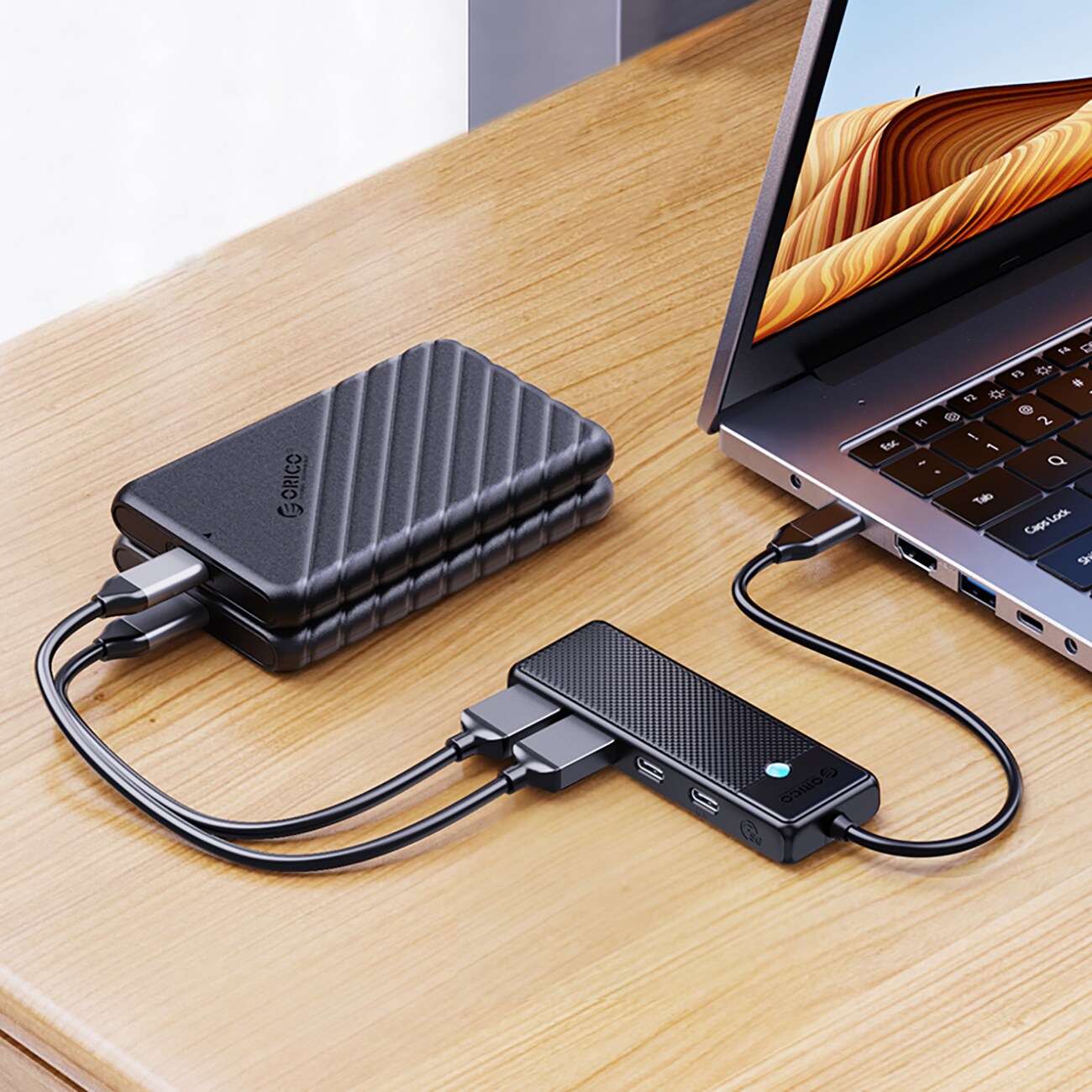 Orico PAPW4A-C3 USB-A Hub Dockningsstation 4x USB-A 3.0 - Svart, bild 4