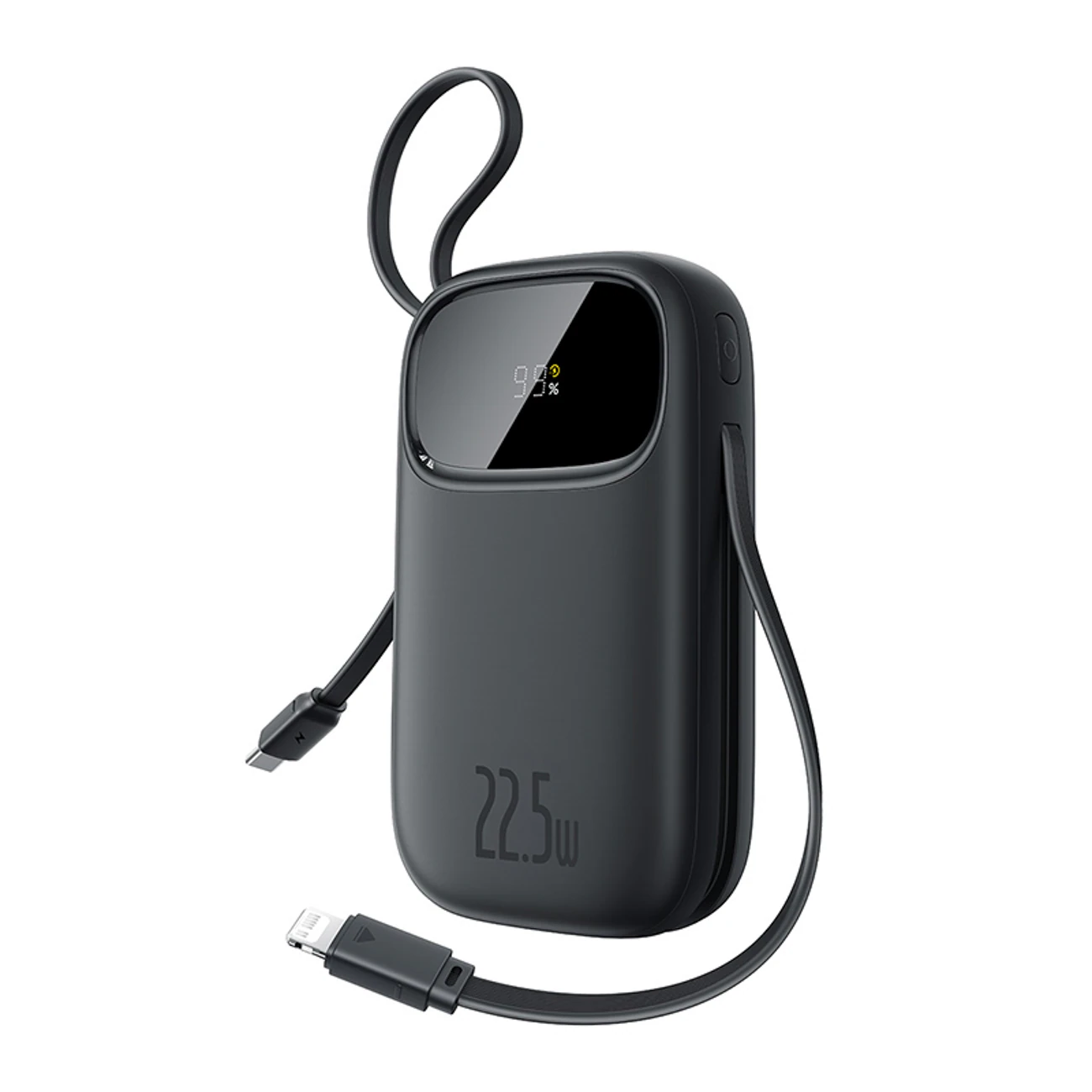Baseus EnerFill FC31 10000mAh 22.5W Powerbank med digital display och 2 inbyggda kablar - Svart