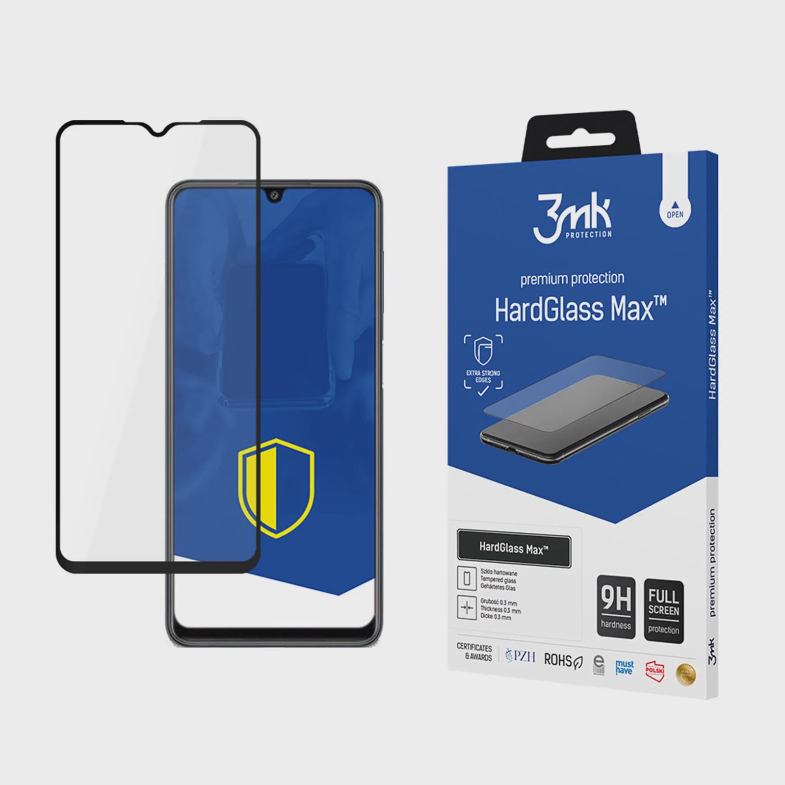 Förstärkt härdat glas för hela skärmen 3mk HardGlass Max Black för Samsung Galaxy M22