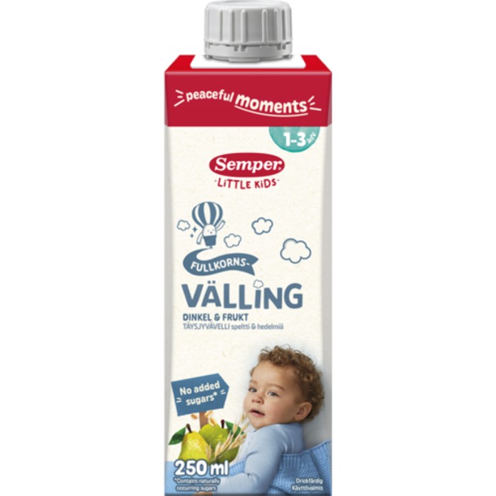 Semper Fullkornsvälling Dinkel & Frukt 1-3 år, Drickfärdig, 250 ml