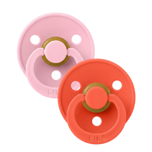 BIBS Pacifier Colour Latex Baby Pink/Tango Size 2 2pcs, bild 3