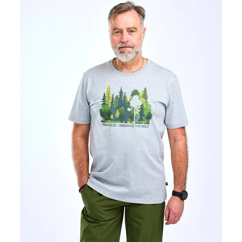 Pinewood Finnveden Recycled Outdoor T-SHIRT L.Grey Mel Forest - S