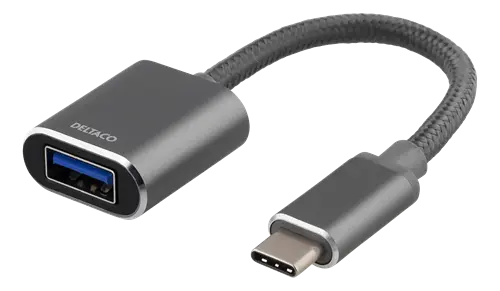 Adapter Deltaco USB-C till USB-A 3.1, OTG, aluminium - Grå, bild 3