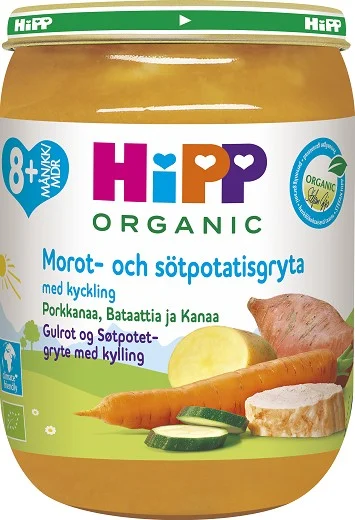 HiPP Morot- & Sötpotatisgryta med kyckling 8M 190 g