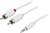 Ljudkabel 3,5 mm stereo till 2xRCA, 10 meter - Vit