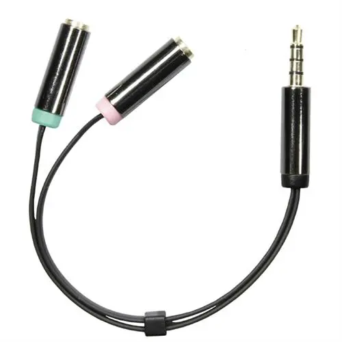 Deltaco Ljudadapter, 3,5mm ha till 3,5mm mikrofon hona och 3,5mm stereo ho