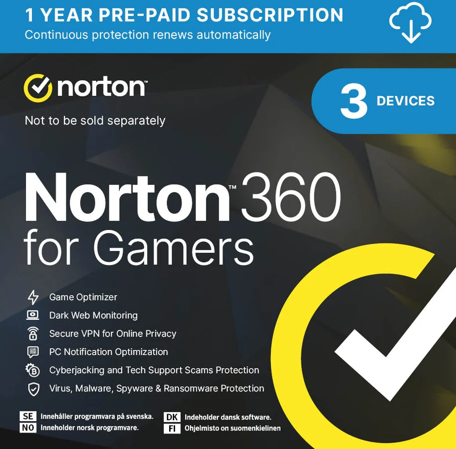 Norton 360 for gamers 50GB 3 enheter 12 månader