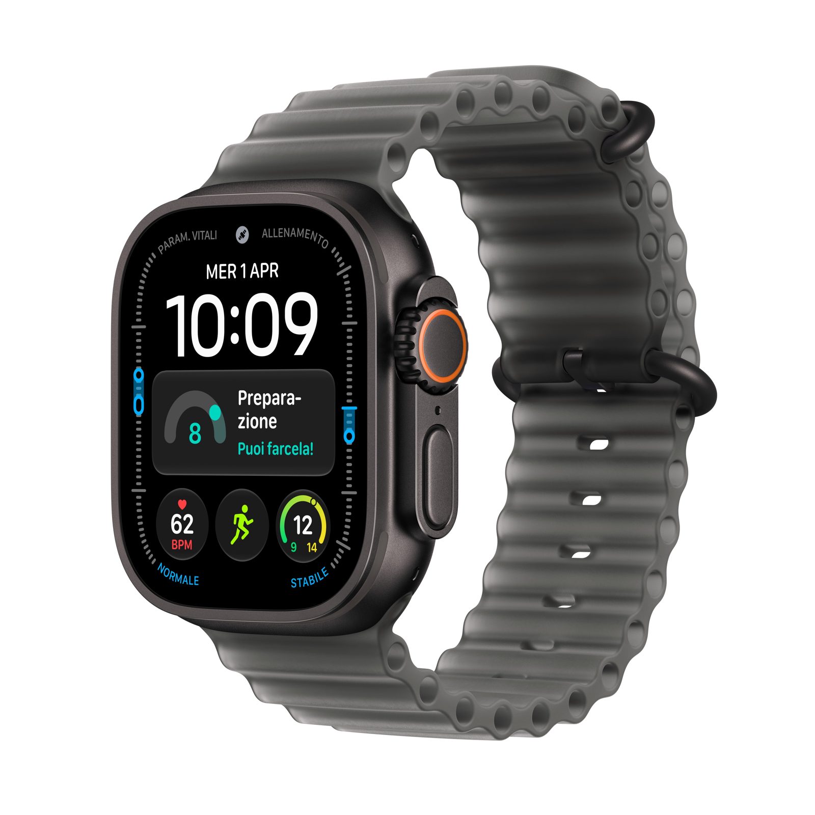 Apple Watch Ultra 4 GPS + Cellular 49 mm svart titan, genomlyst svart Havsband, bild 3
