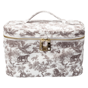 DARK Velvet Vanity Bag Large Warm Taupe Savannah Pattern