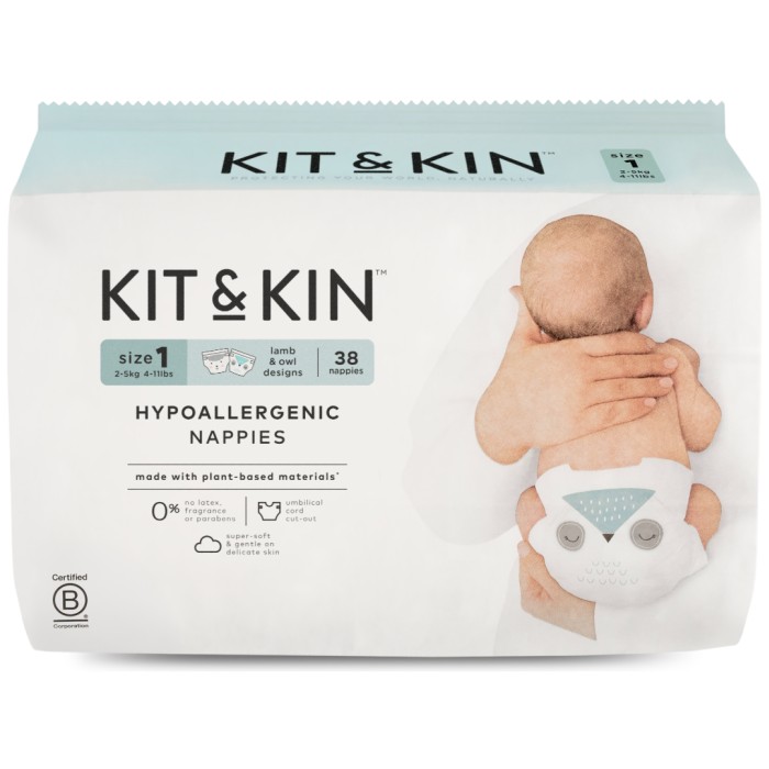 Kit & Kin Hypoallergena Blöjor Storlek 1 (2-5 kg) 38 st