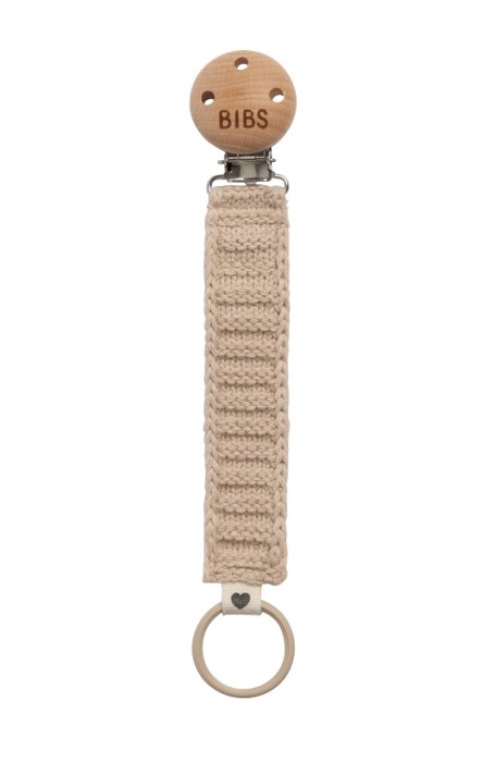 BIBS Pacifier Clip Knitted Vanilla