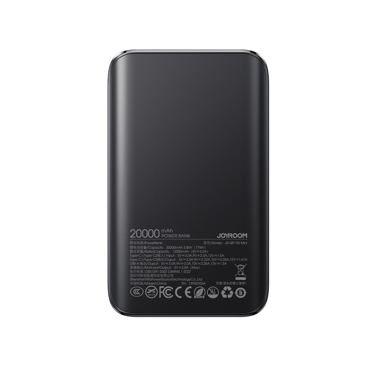 Joyroom 22.5W Mini Powerbank 20000mAh Snabbladdning - Svart, bild 3