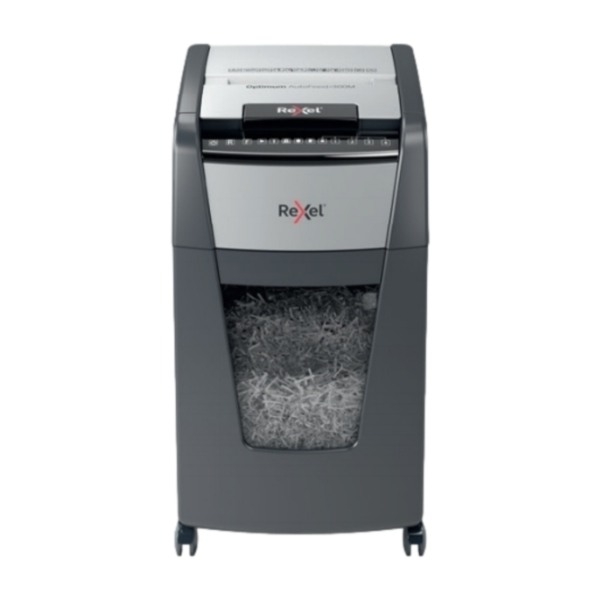 Rexel Optimum Auto+ 300X dokumentförstörare med automatisk inmatning, 60 L