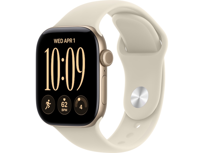 Apple Watch Series 12 GPS + Cellular 42 mm ljust guld aluminium, sand Sportband - S/M, bild 4